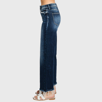 The Elsie Super High Rise Stretch Wide Leg Jeans – Dark Wash Classic Denim