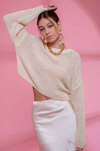 The Brinley Crochet Knit Sweater – Open Knit Pullover
