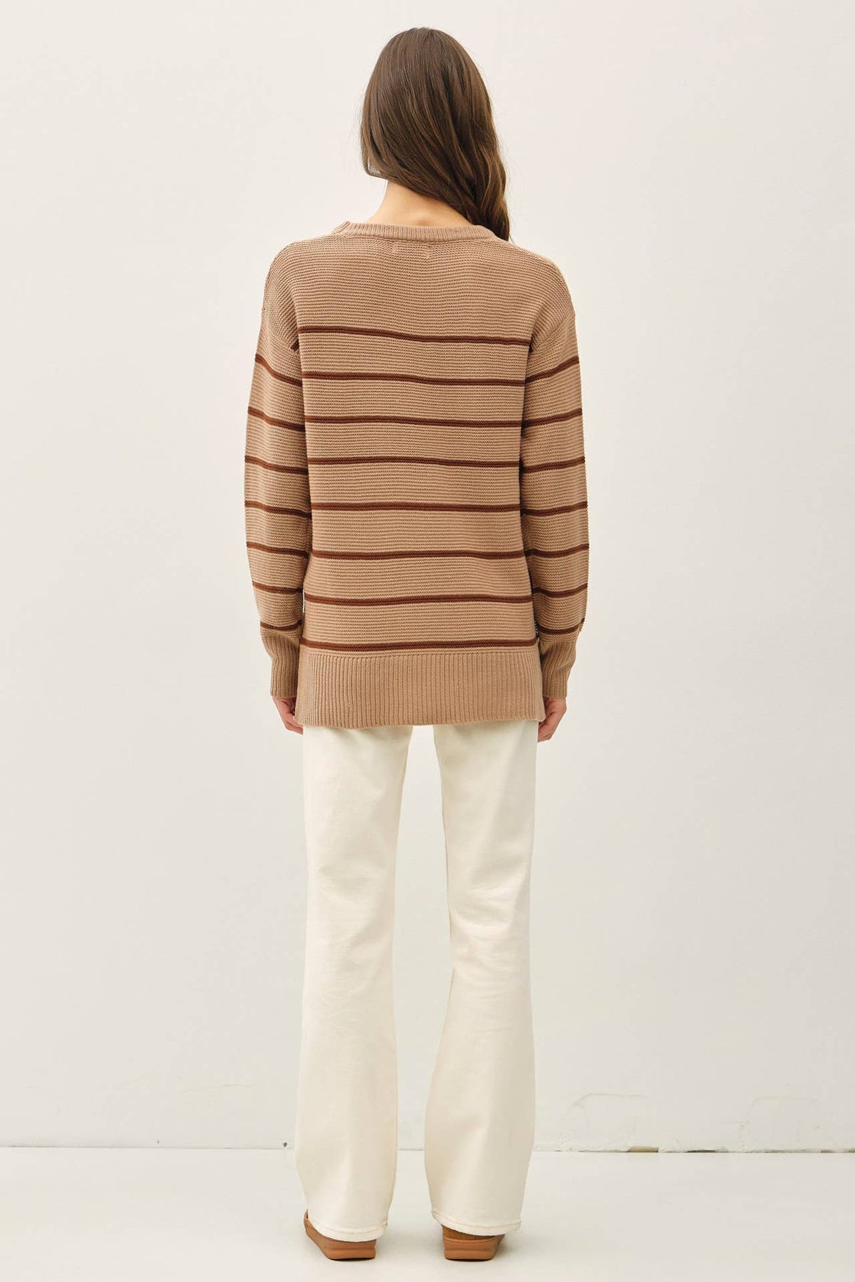 The Harper Striped Knit Sweater – Oversized Tunic Pullover