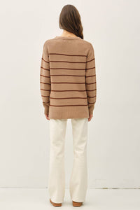 The Harper Striped Knit Sweater – Oversized Tunic Pullover