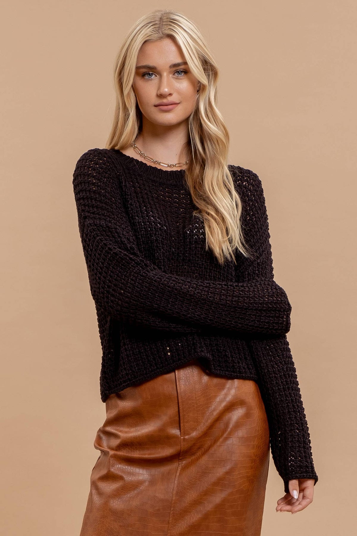 Brennyn Crochet Knit Sweater