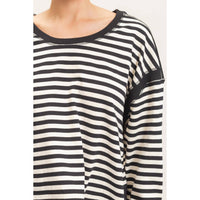 Striped Long Sleeve Top: MOCHA / S-M-L(2-2-2)