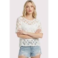 The Delilah Crochet Floral Top: Natural