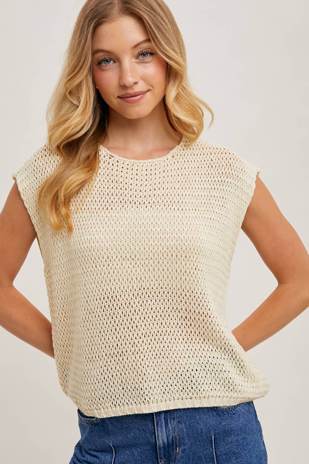 Calista Open Knit Short Sleeve Top