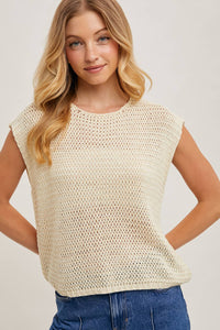 Calista Open Knit Short Sleeve Top