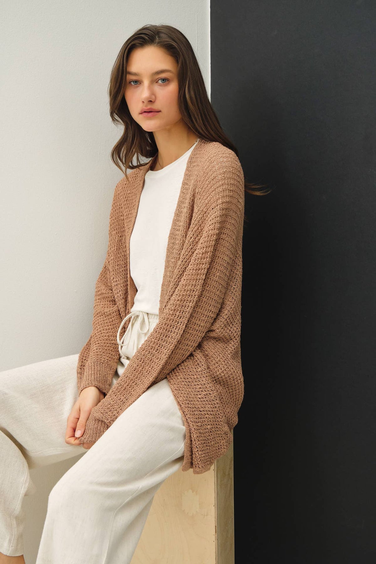 Hadley Open Front Lightweight Knit Cardigan with Dolman Sleeves – Casual Women's Sweater for Layering