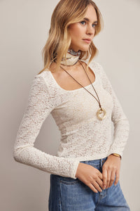 Pretty Please Lace Top: Ivory