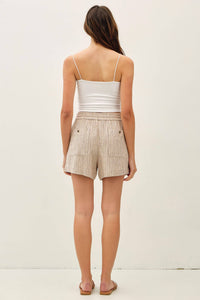 The Maris Striped Linen Blend Shorts – Drawstring Elastic Waist Lightweight Shorts
