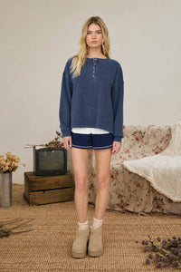 Take It Easy Henley Knit Top