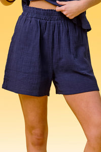 The Haven Gauze Lounge Set: Galaxy Blue – Sleeveless Top & Elastic Waist Pants Matching Set
