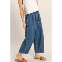 Wide Pants With Oversize Pockets: L.BLUE / S-M-L(2-2-2)
