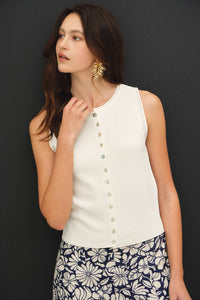 The Kaia Button Front Vest Top – Cropped Sleeveless Lightweight Viscose Blend
