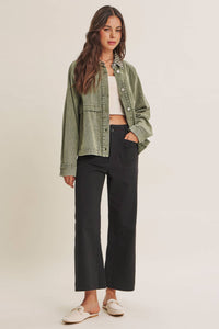 HERITAGE FIELD MINERAL-WASHED COTTON TWILL JACKET: WASHED OLIVE