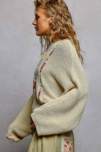 Rosalie Cropped Hooded Knit Sweater – Lightweight Long Sleeve Textured Hoodie Top for Women