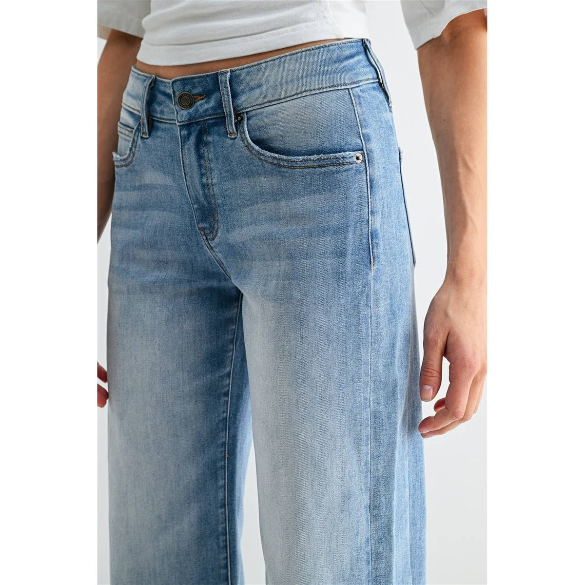 The Easy Street Mid Rise Straight Ankle Jeans | Relaxed Fit Light Wash Denim