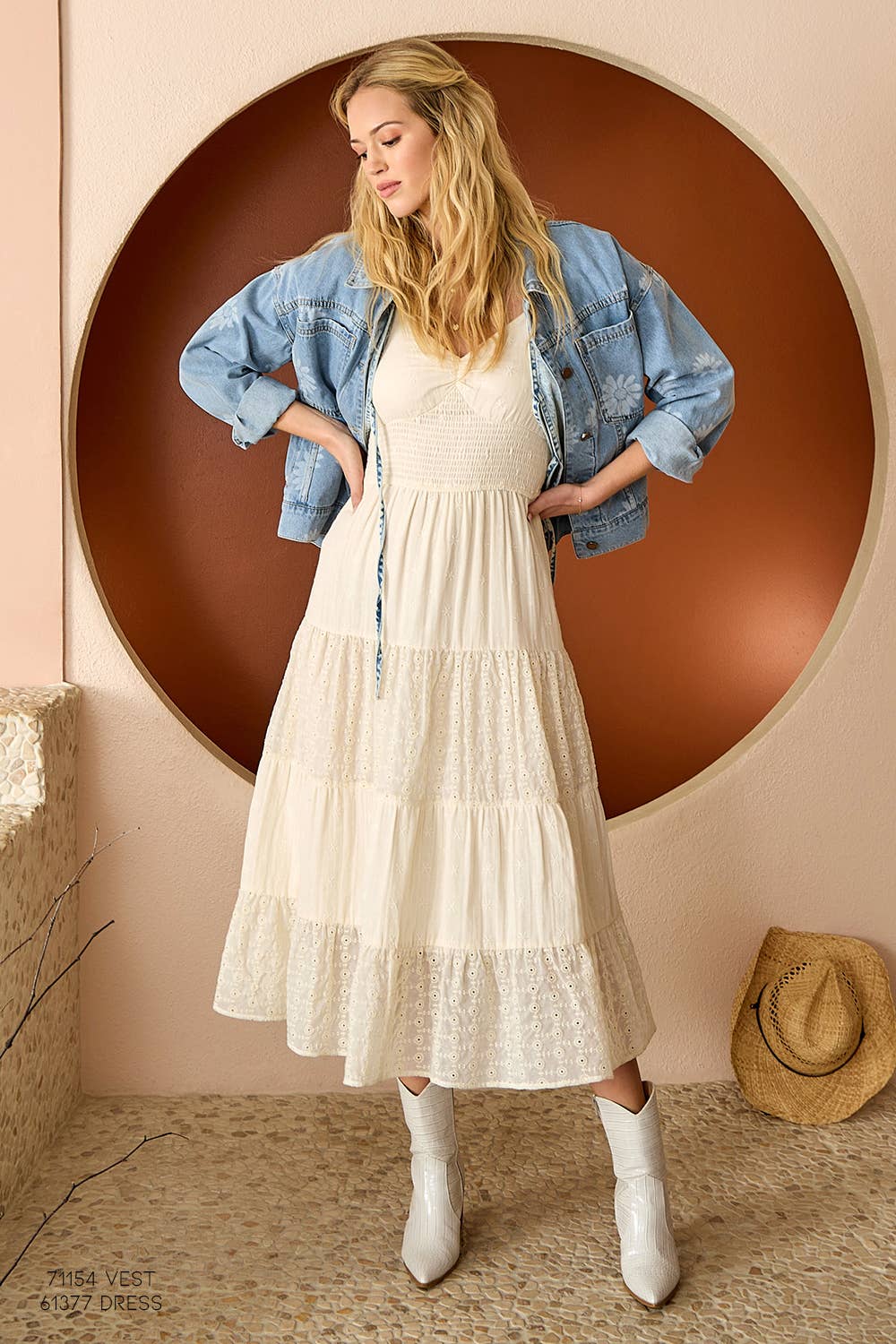 The Brixton Floral Denim Jacket: Light Wash