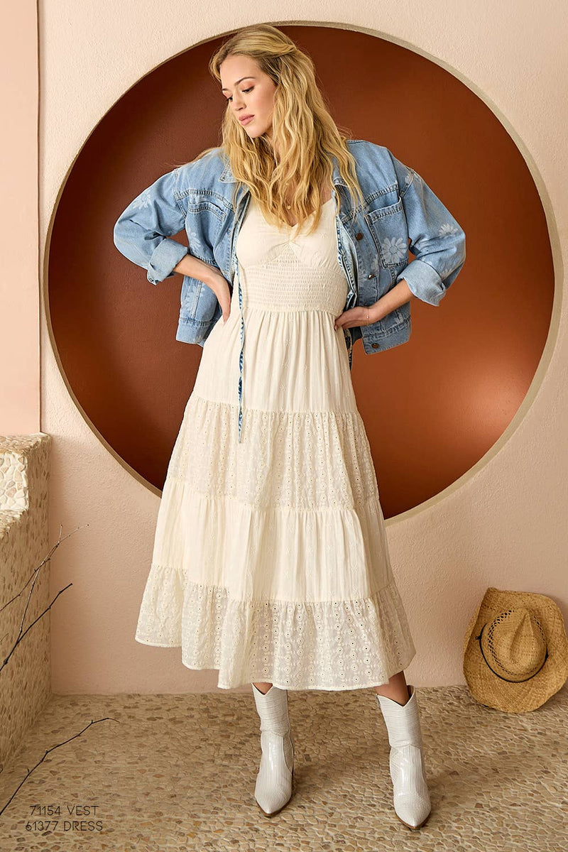 The Brixton Floral Denim Jacket: Light Wash