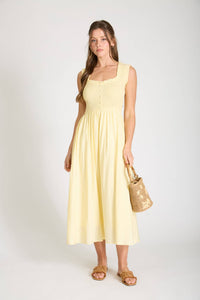 Charlotte Sweetheart Midi Dress: Butter Yellow