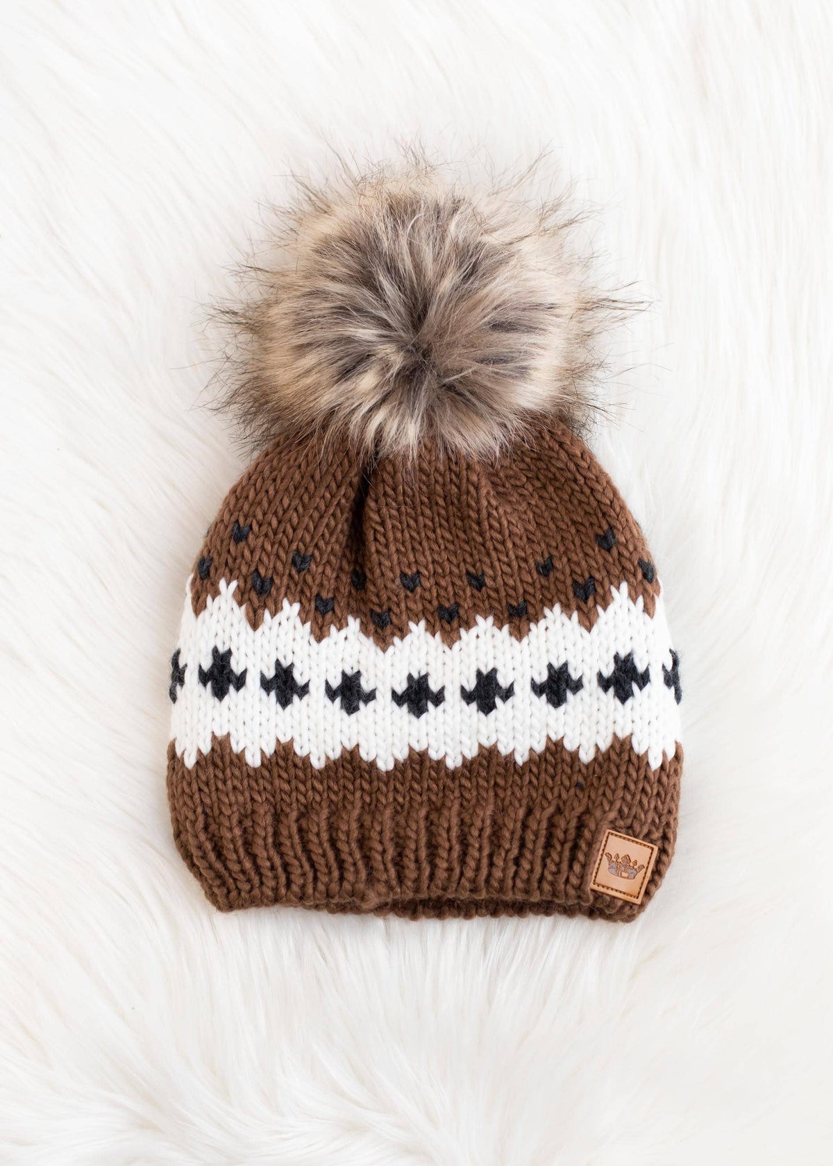 Snow Day Pom Hat: Light Brown