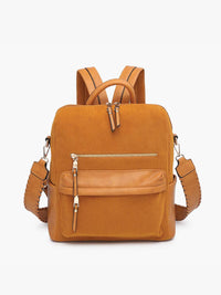 Jen & Co. Amelia Corduroy Convertible Backpack: Charcoal – Fall/ Winter Vegan Leather & Corduroy Crossbody Bag