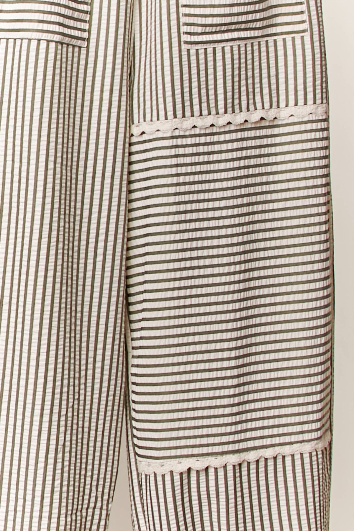 The Countryside Stripe Lace Jogger Pants: Olive stripe