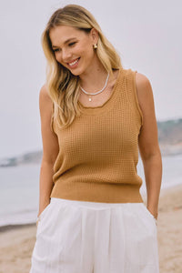 The Maisie Waffle Knit Sweater Tank – Lightweight Sleeveless Top for Women | Casual Summer Essential