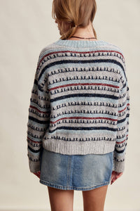 Good Mix Textured Stripe Sweater: Navy