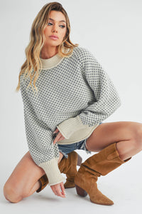 Mira Cozy Mock Neck Oversized Sweater: White – Chunky Knit Raglan Pullover