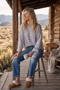 Easy Does It Stripe Sweater: Heather Grey