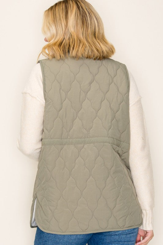 The Wren Quilted Sherpa-Lined Vest – Sage & Mocha