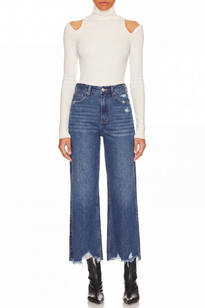 The Hadley Hybrid Wide Leg Jeans: Dark Wash
