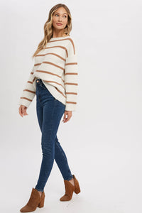 Taylor Chunky Striped Sweater:  Ivory