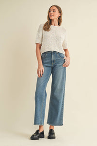 The Harper Confetti Sweater: Cream