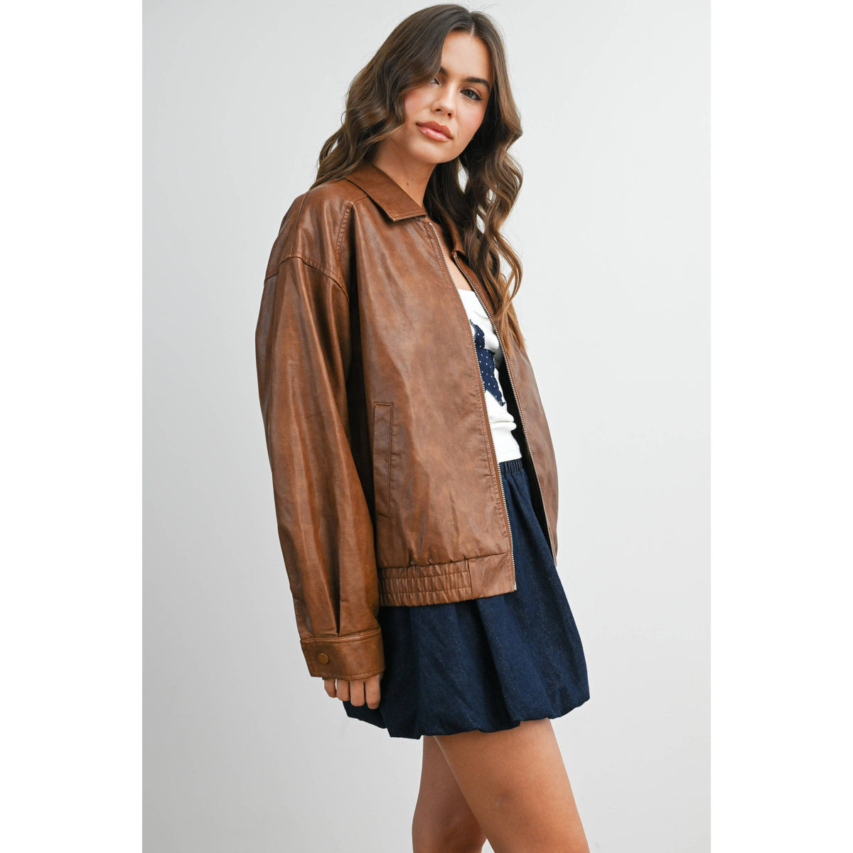 Copper Canyon Faux Leather Jacket: Camel