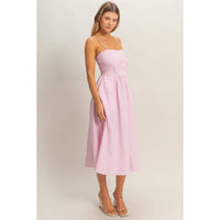 Striped Spaghetti Strap Dress: NAVY / S-M-L(2-2-2)