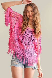 FRINGE HEM CROCHET TOP - CESW3015: Natural / ONESIZE(6)