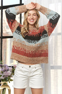 The Haven Multicolor Striped Knit Sweater – Boho Fall Style