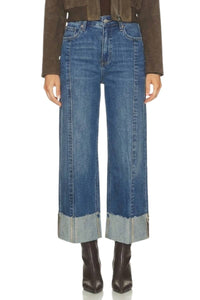 The Sutton Convertible Cuff Jeans: Dark Wash