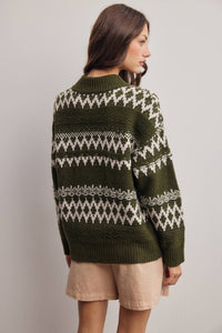 Take the Scenic Route Fair Isle Sweater: Olive