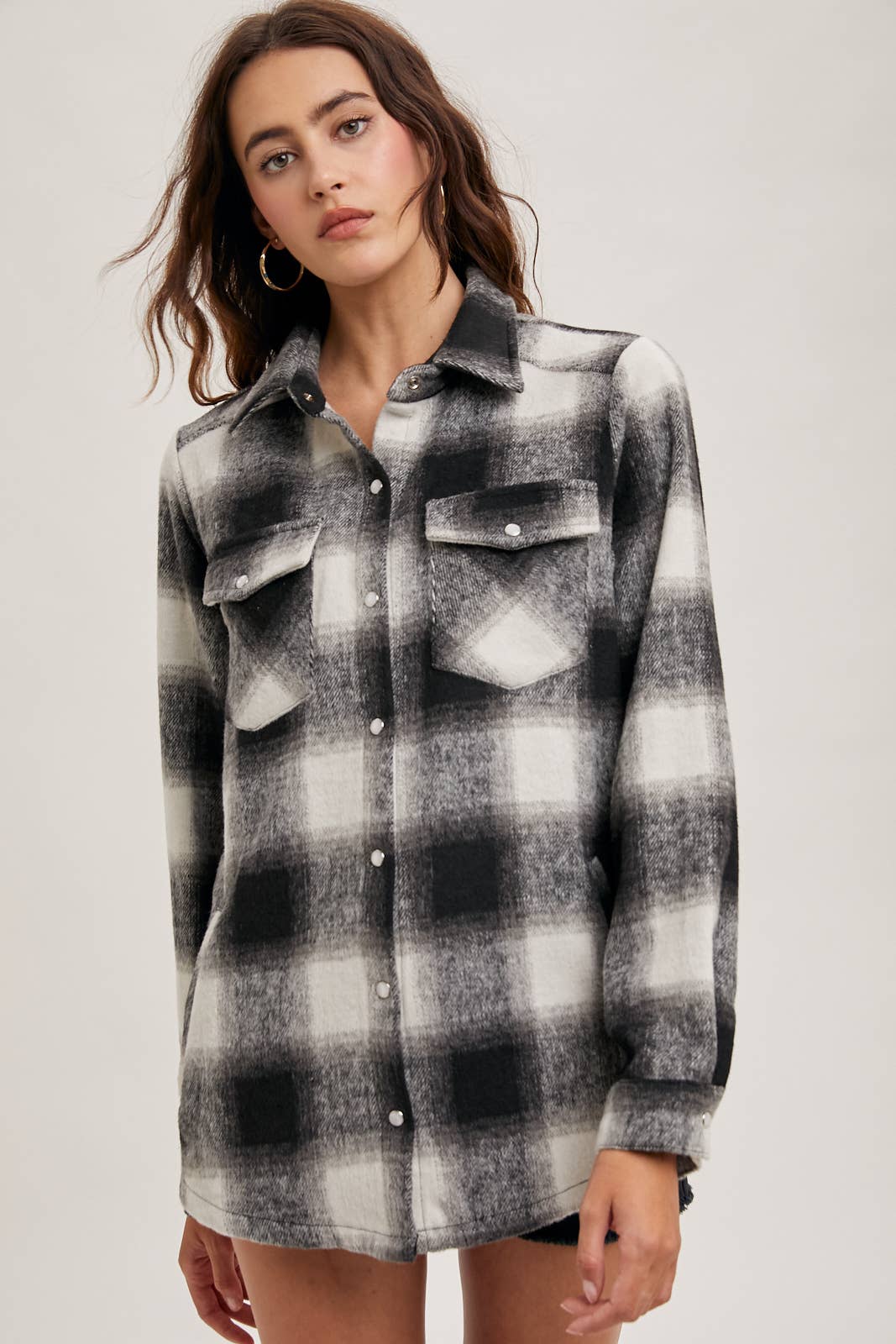 Dakota Plaid Flannel Shacket with Pockets – Brown Cream & Rust Ivory