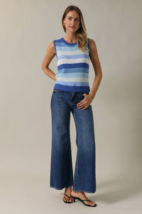 The Blue Skies Stripe Sweater Tank – Sleeveless Multi Stripe Knit Top