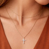 18K Gold Plated Layered Cross Necklace