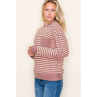 Staccato Sugarplum Striped Pocket Sweatshirt – Brushed Knit Holiday Pullover | Northern Belle Boutique
