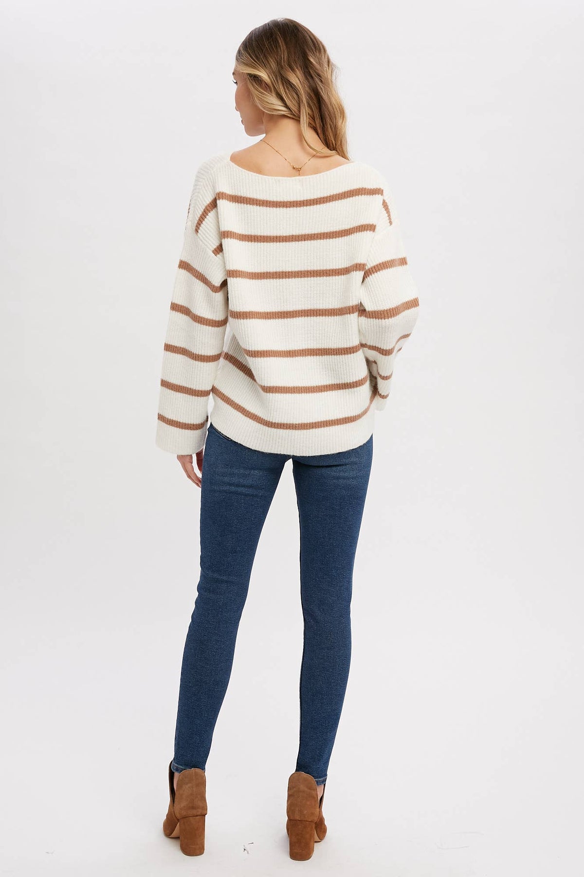 Taylor Chunky Striped Sweater:  Ivory