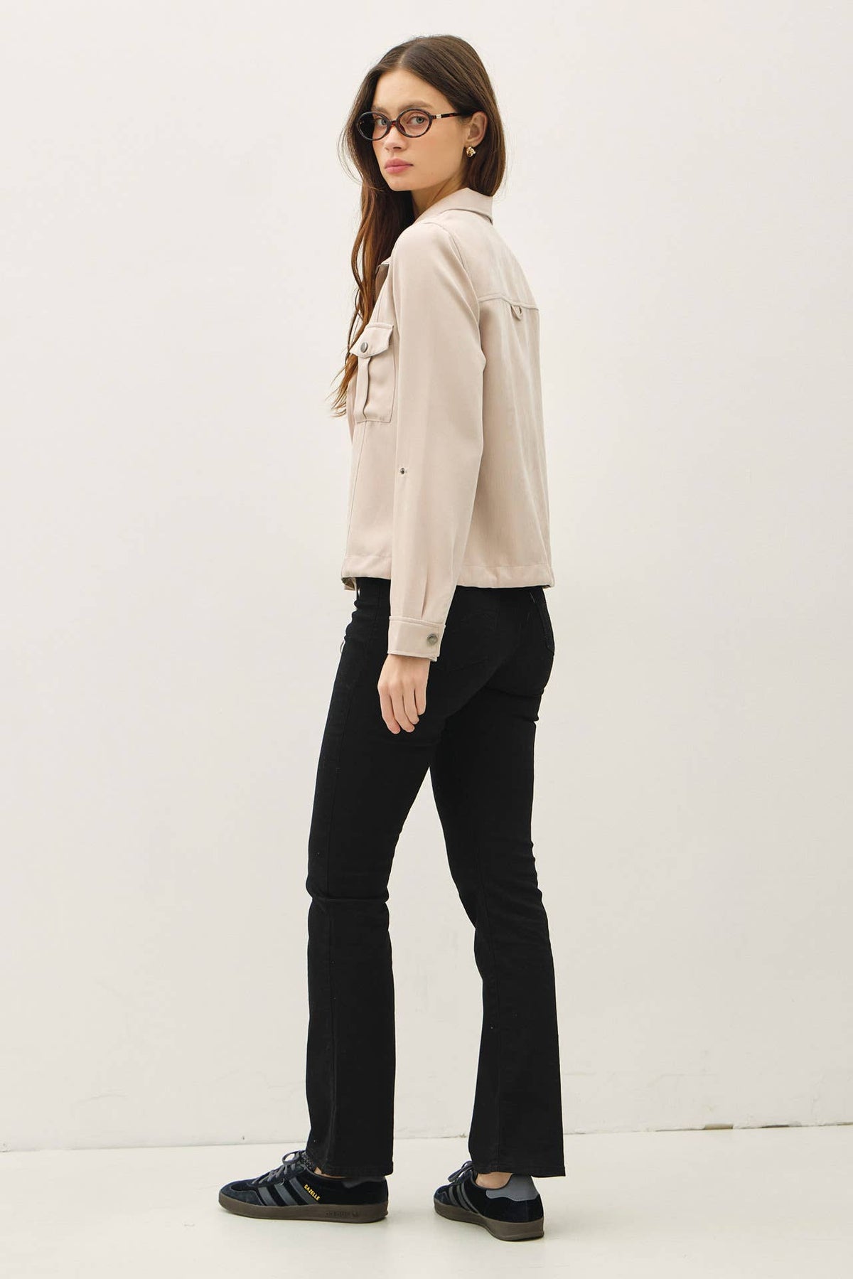 The Monroe Safari Utility Jacket: Natural – Cropped Soft Drawstring Casual Outerwear