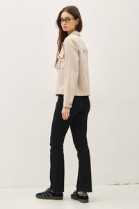 The Monroe Safari Utility Jacket: Natural – Cropped Soft Drawstring Casual Outerwear