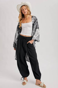 JOGGER HAREM DRAWSTRING PANTS: LT.OLIVE / M