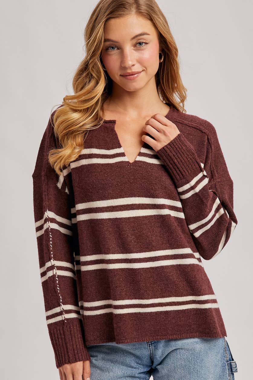 The Right Stripe Sweater: Chestnut