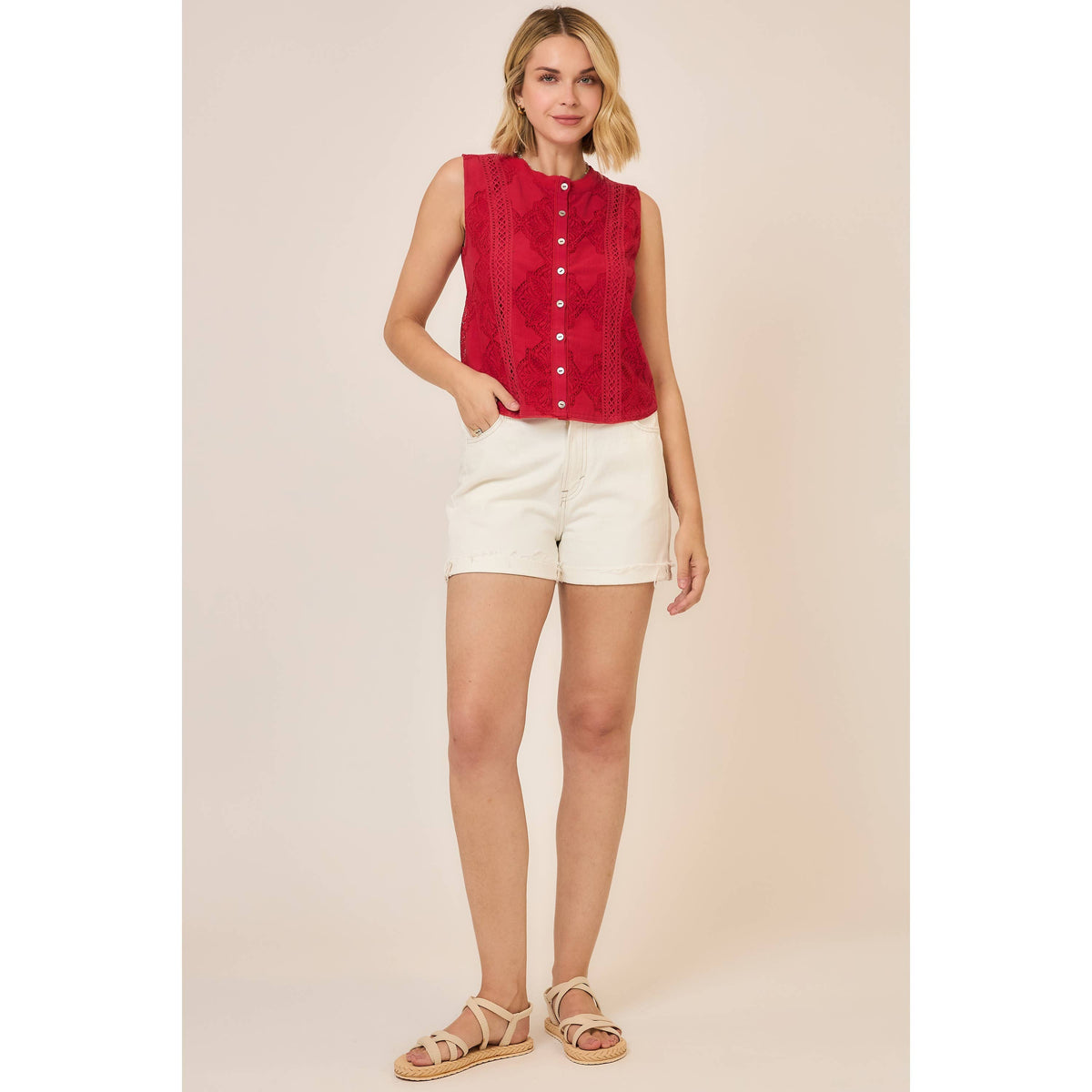 The Isla Lace Button Tank