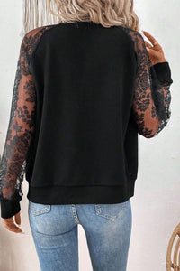 Lennon Lace Sleeve Zip-Up Jacket – Black Baseball Collar